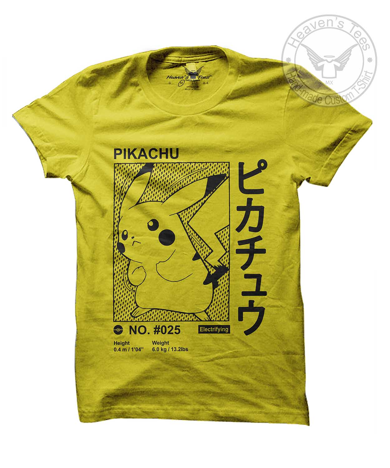 Playera Anime Videojuegos Pokemon Pikachu kanji - S, Yellow