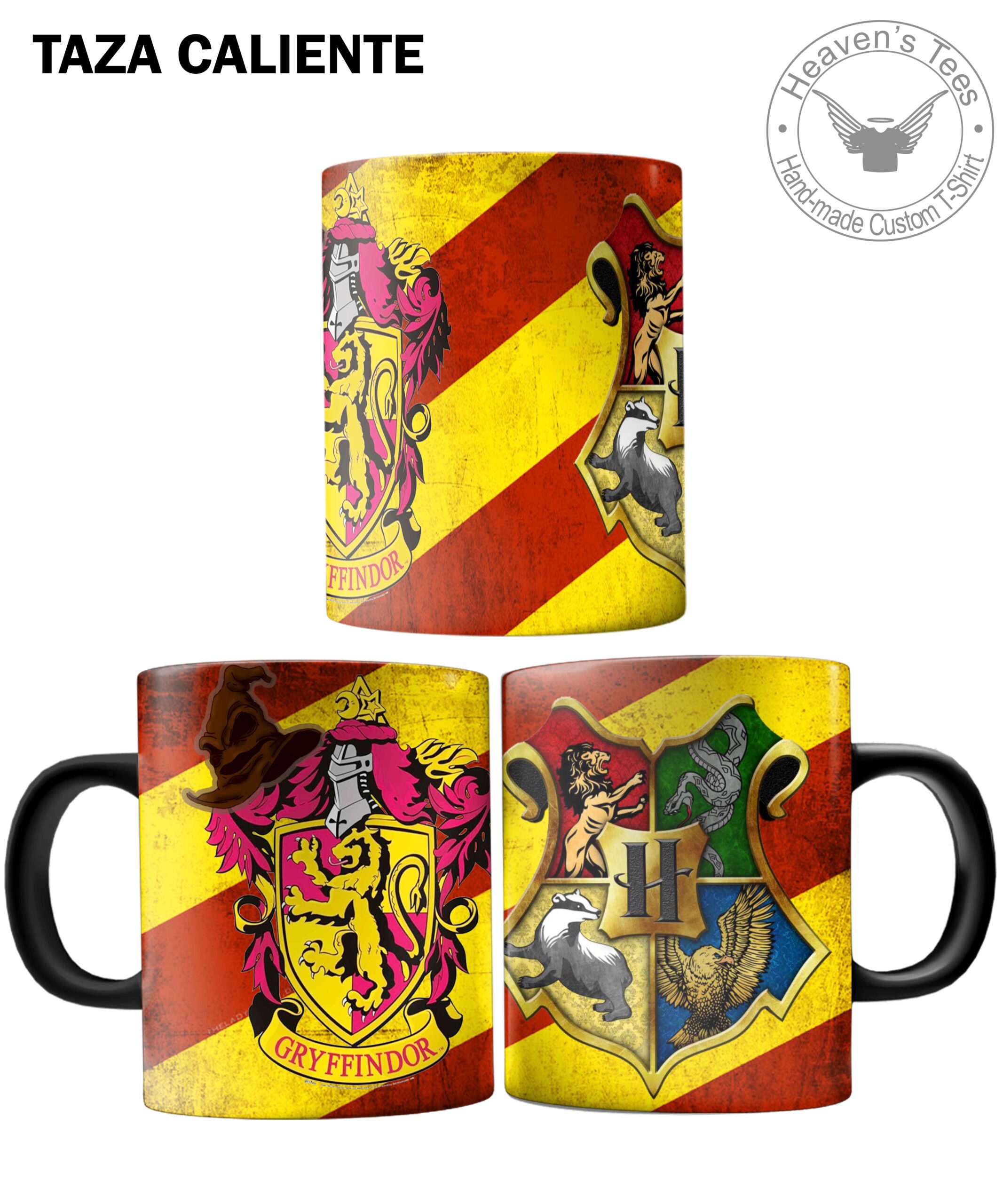 Taza Magica 11 Oz premium 3D Harry Potter Gryffindor sombrero seleccionador - negro