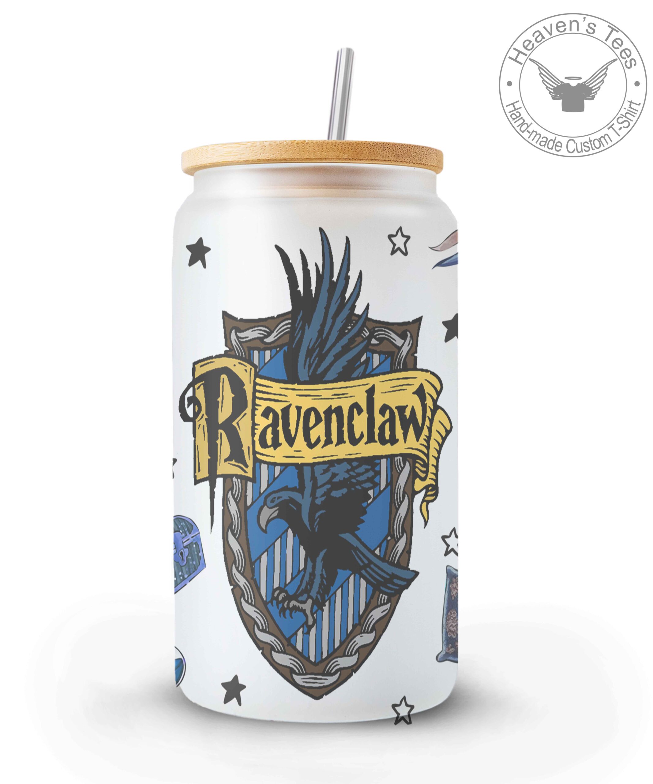 Vaso cine harry potter casa ravenclaw Esmerilado16 Oz Con tapa de Bamboo y popote