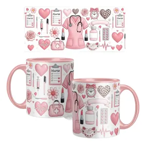 Taza Premium 11oz Enfermera Favorita Nurse Profesional Salud-Rosa claro