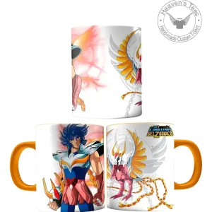 Taza 11oz Premium Armadura Fenix Ikki Caballeros Del Zodiaco_ NARANJA