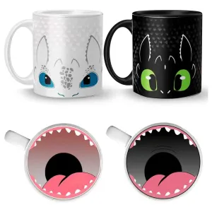 Tazas Duo Amor Chimuelo/furia Luminosa Fondo Boca Abierta 3d