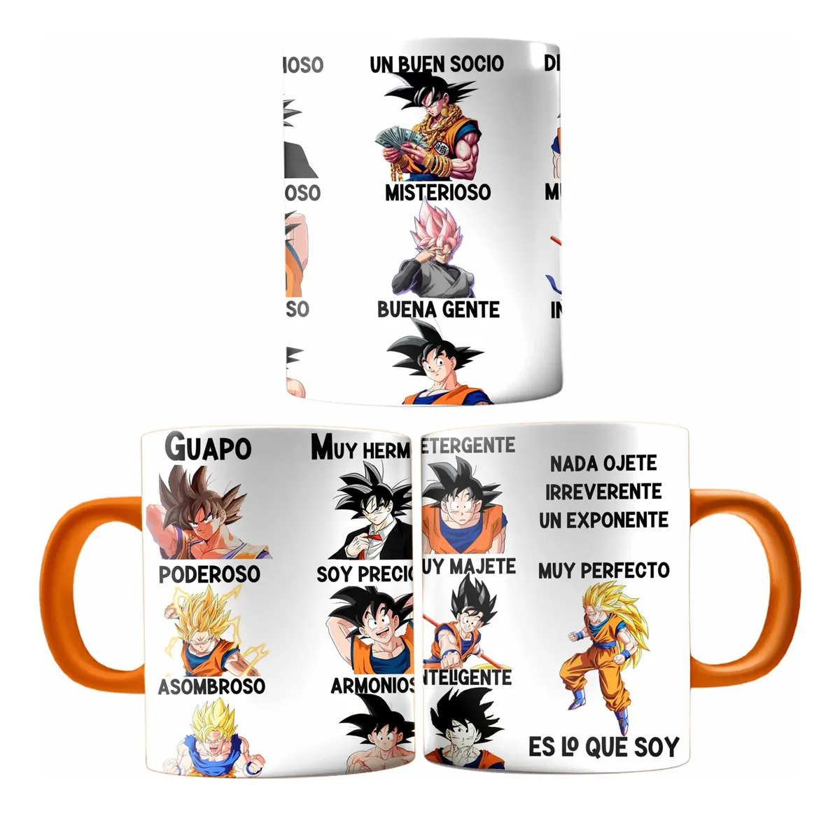 Taza Ceramica Premium 11oz Meme Guapo Poderoso Db Dbz Yamcha_Naranja