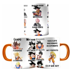 Taza Premium Dragon Ball Goku Guapo Poderoso Interior Color-NARANJA