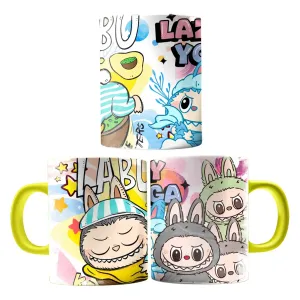 Taza Ceramica 11 Oz Taza Labubu Monster Interior Amarillo
