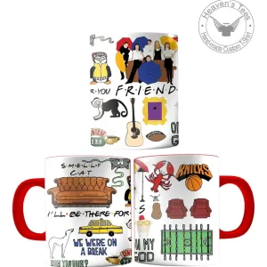 Taza Premium 11oz Serie De Tv Friends Interior Y Asa Roja