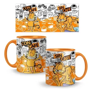 Taza De Cerámica 11oz Comic Garfield Gato Con-sin Café_Naranja