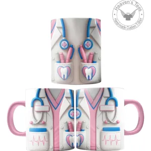 Taza 11oz Personalizable Bata Odontologa Salud Efecto 3d