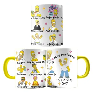Taza Premium Homero Simpson Guapo Poderoso 11 Oz-AMARILLO