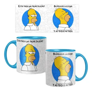 Taza De Cerámica De 11oz Premium No Toques Mi Taza Homero S_ azul claro