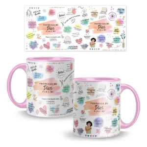 Taza Premium 11 Oz Promesas De Dios Para La Mujer Color Rosa