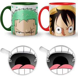 Tazas Duo One Piece Zoro Luffy Amistad Fondo Boca 3d