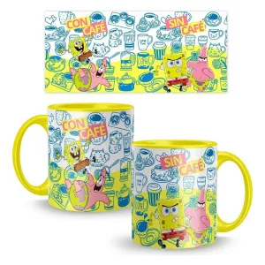 Taza De Cerámica 11oz Bob Esponja Patricio Con-sin Café Asa- Amarillo