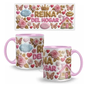 Taza Premium 11oz Dia De La Madre Reina Del Hogar 3d Rosa- Claro